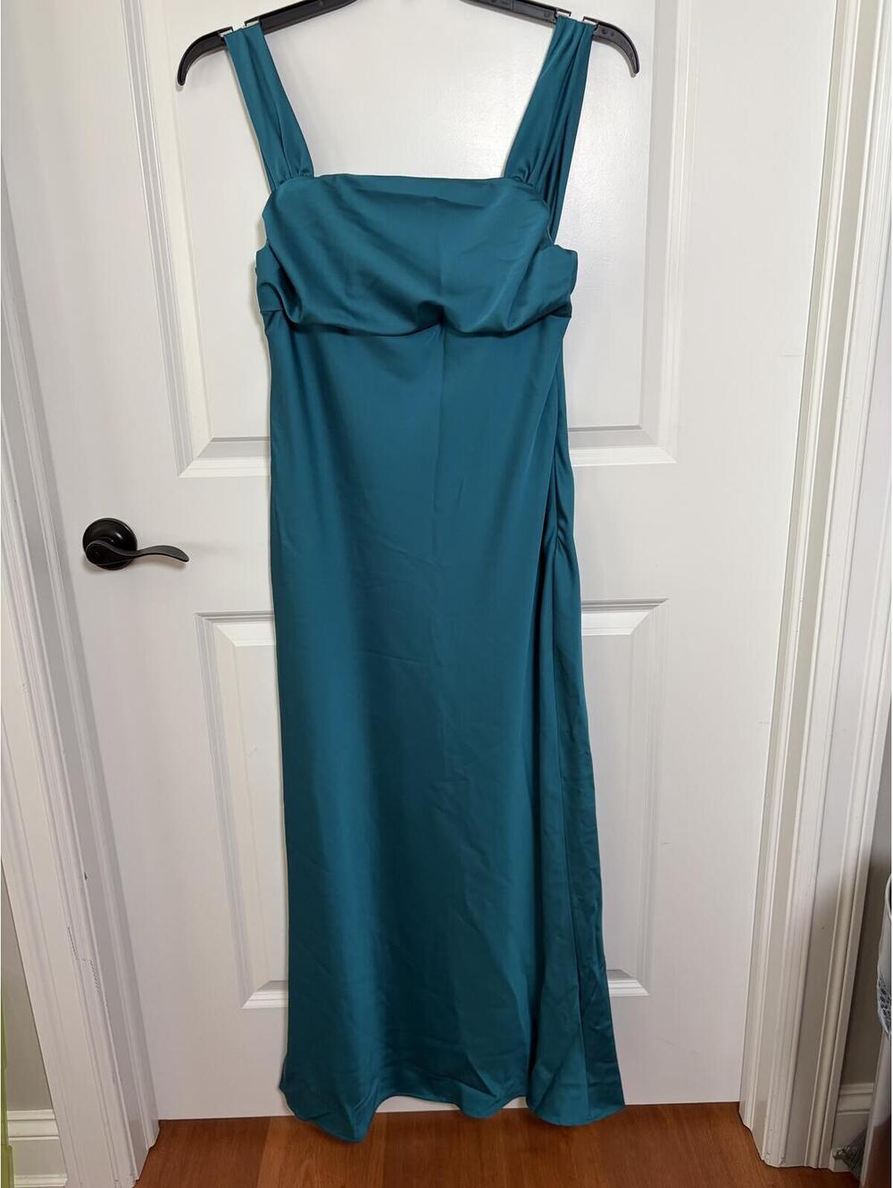 Teal Sleeveless Maxi Dress 100% Polyester With Side Zipper